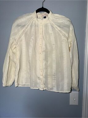 Universal Thread Ivory Lace-Trim Button Front Blouse